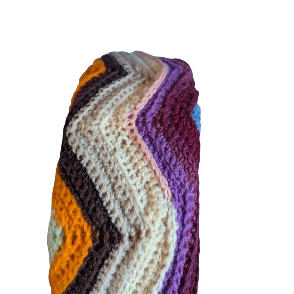 Handmade Crochet‎ Floral Round Throw Pillow Colorful Decorative Cushion